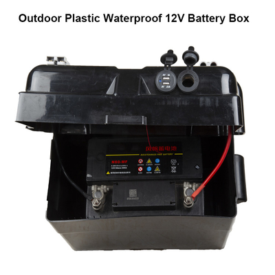 Zewnętrzny plastikowy wodoodporny pojemnik na baterie 100A 12V, pojemnik na baterie Adventure Camping