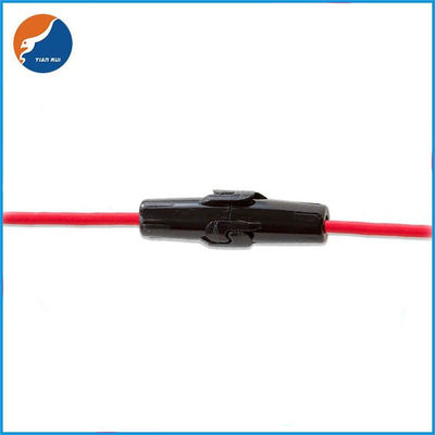 Czarna obudowa 5x20mm szklane rurki In-line uchwyty bezpieczników z czerwonym drutem 18AWG 15CM długości