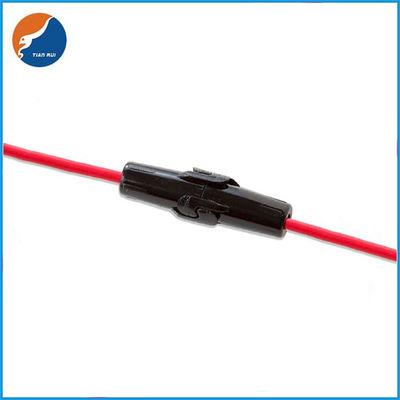 Czarna obudowa 5x20mm szklane rurki In-line uchwyty bezpieczników z czerwonym drutem 18AWG 15CM długości